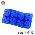 Soft FDA Certified Blue Silicone Ice Cube Tray Skull And Cross Bones Shape